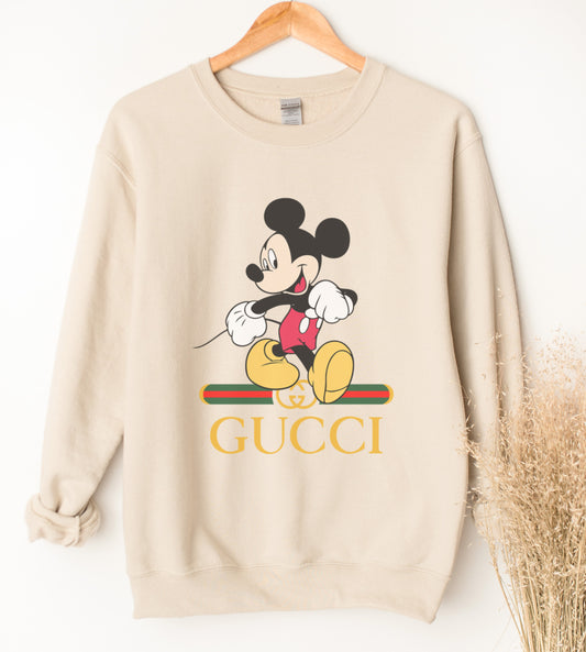 Mickey Designer inspired sweatshirt in Tan/Ivory