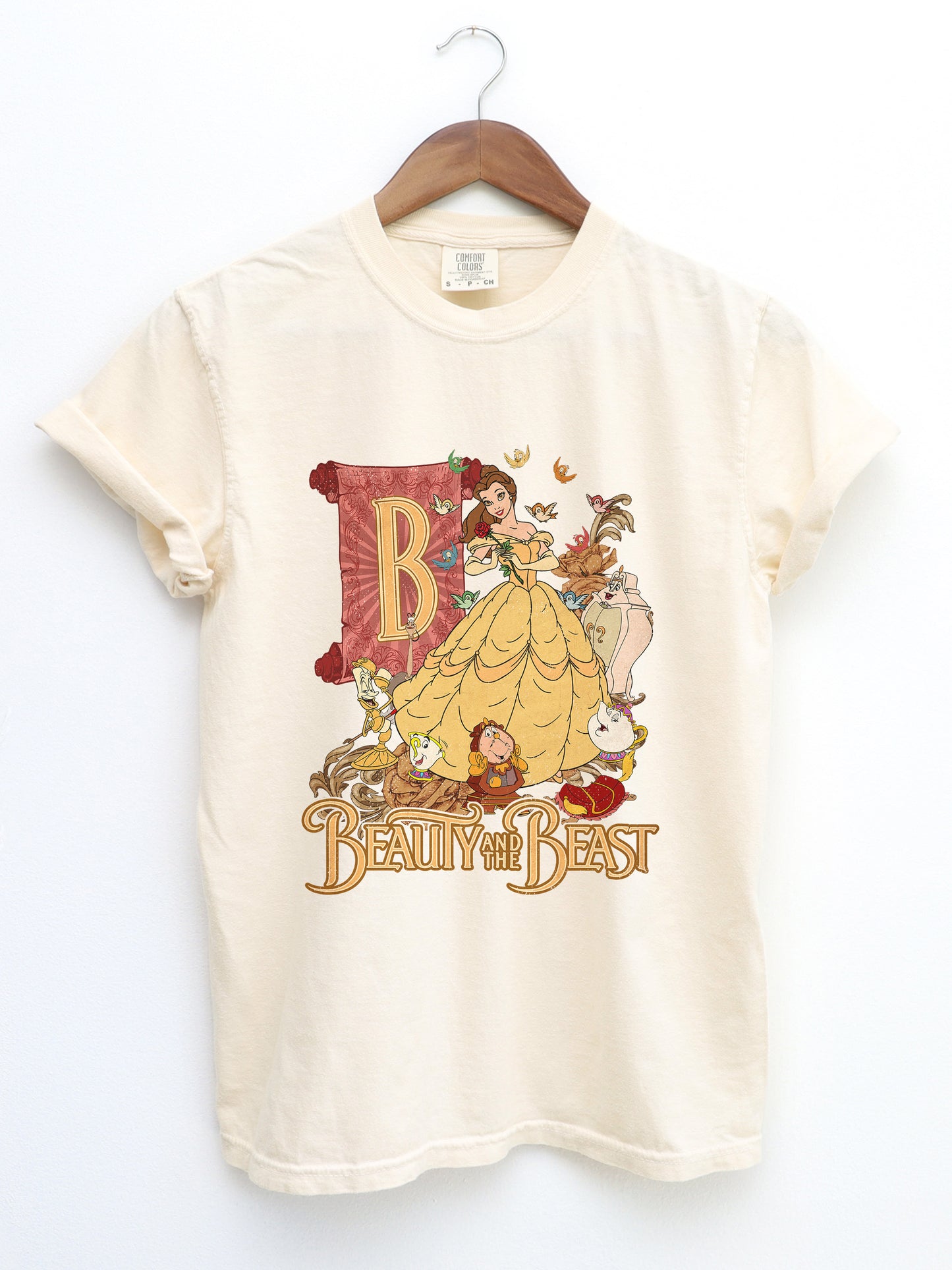 Vintage Beauty and the Beast inspired shirt in Ivory/Tan