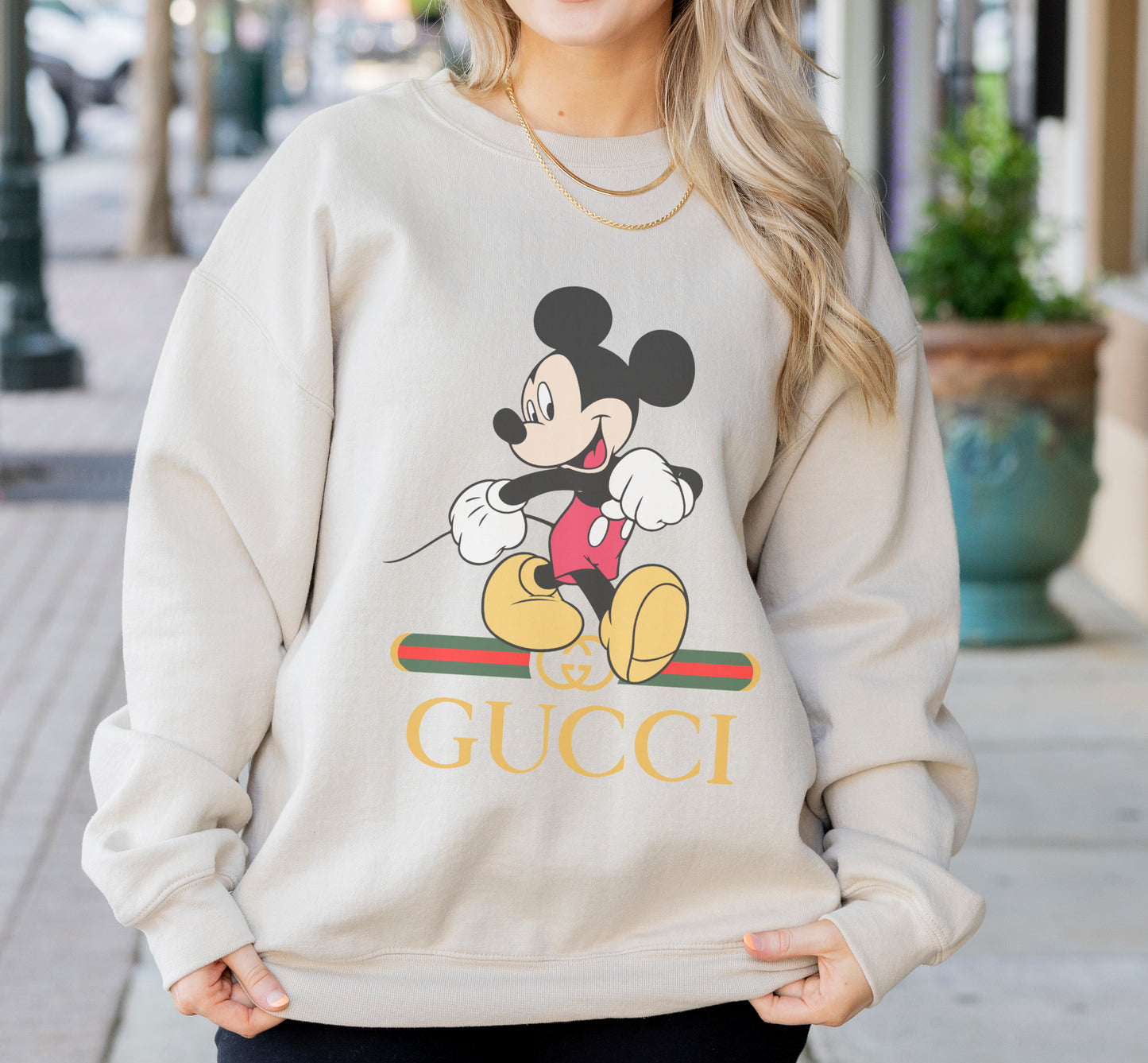 Mickey Designer inspired sweatshirt in Tan/Ivory