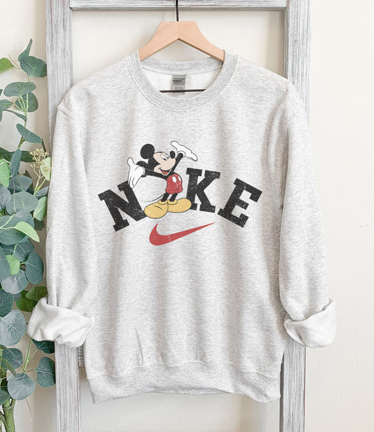 Mickey Swoosh inspired sweatshirt in Gray