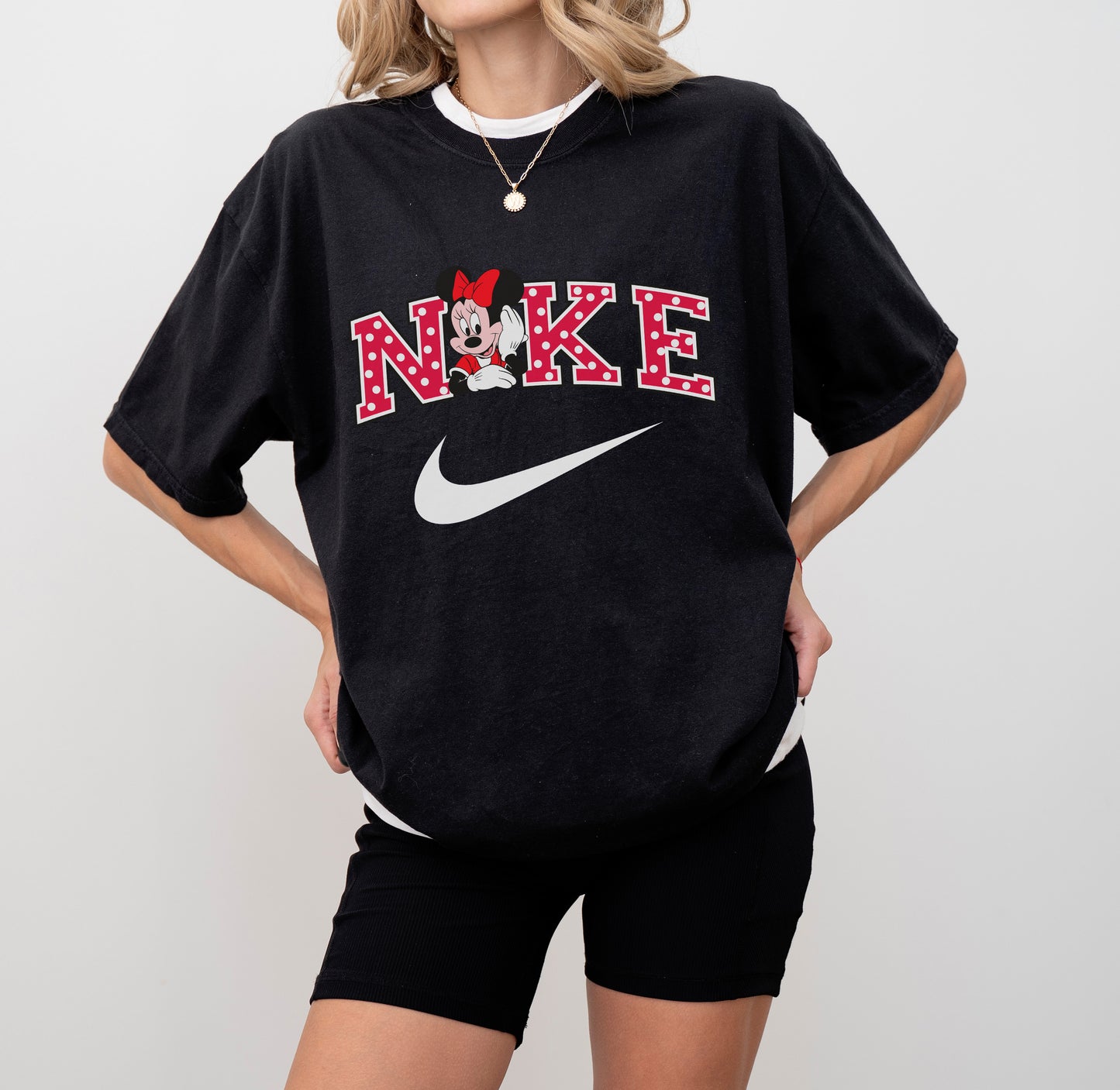 Minnie Swoosh inspired shirt in black