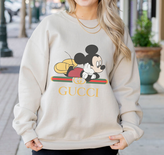 Mickey Designer inspired sweatshirt in Tan/Ivory
