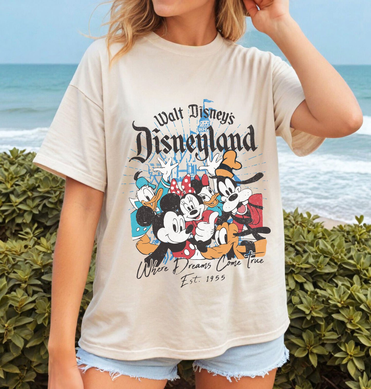 Vintage Disneyland inspired Shirt in Tan/Ivory